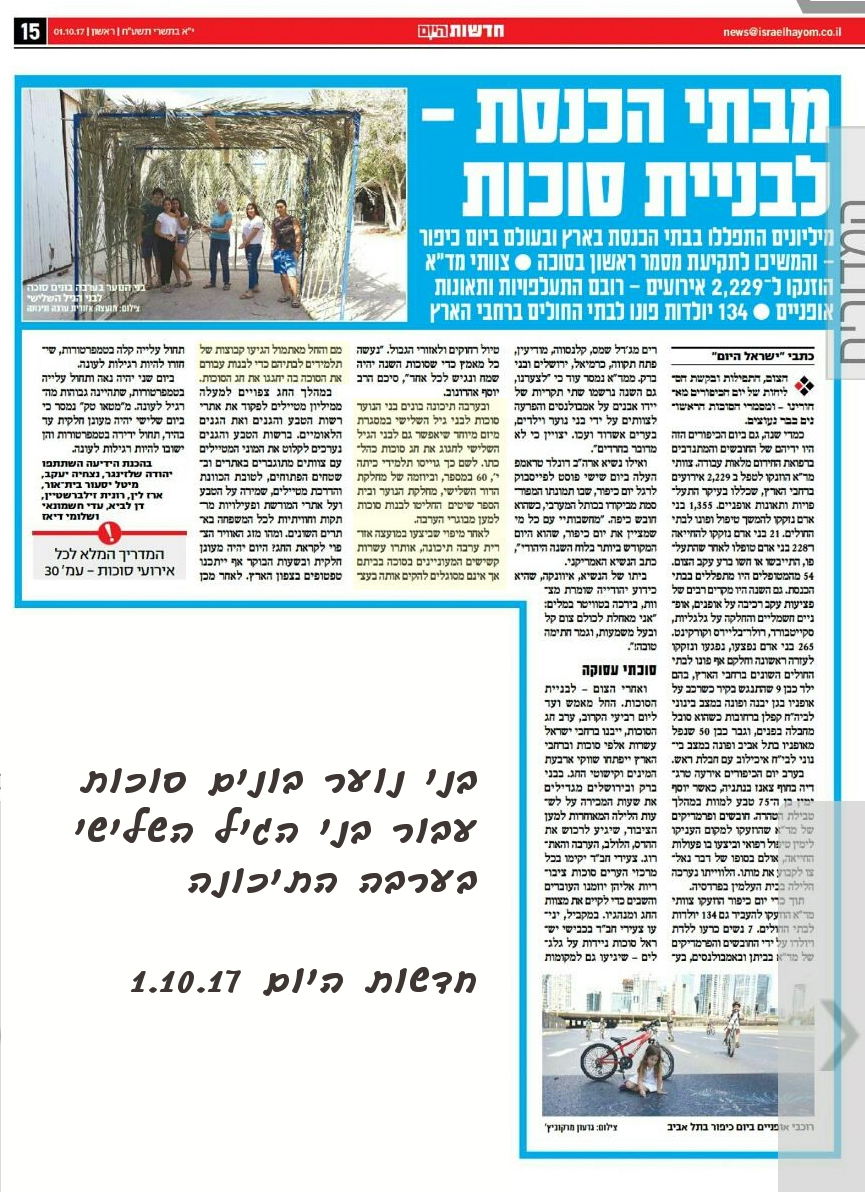 בונים סוכות בערבה על ידי בני נוער - עבור הגיל השלישי 